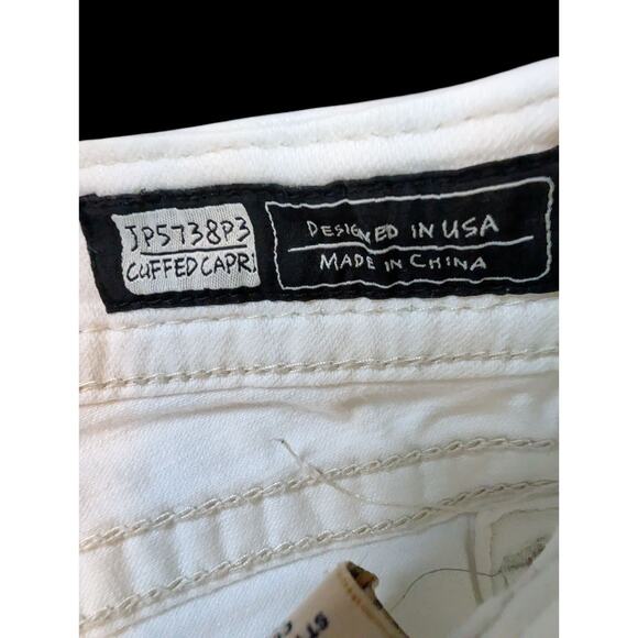MISS ME Signature Capri Cuffed Womens 28 Embellished White Denim - Picture 6 of 6